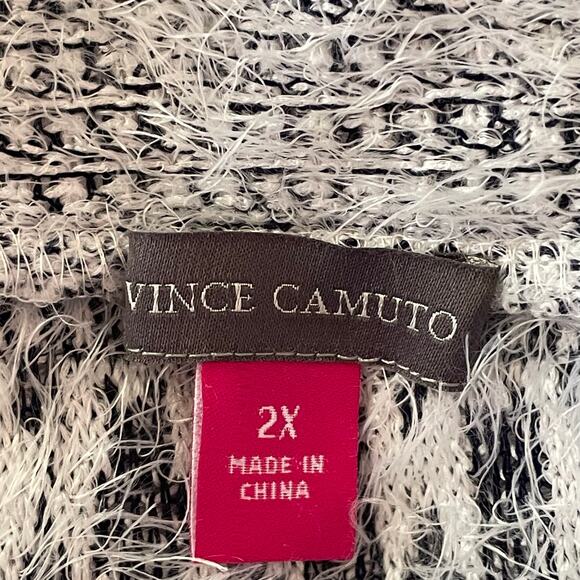 Vince Camuto Gray Fuzzy Funnel Neck Sweater Sz 2X Wide Sleeve Contemporary - Picture 9 of 10